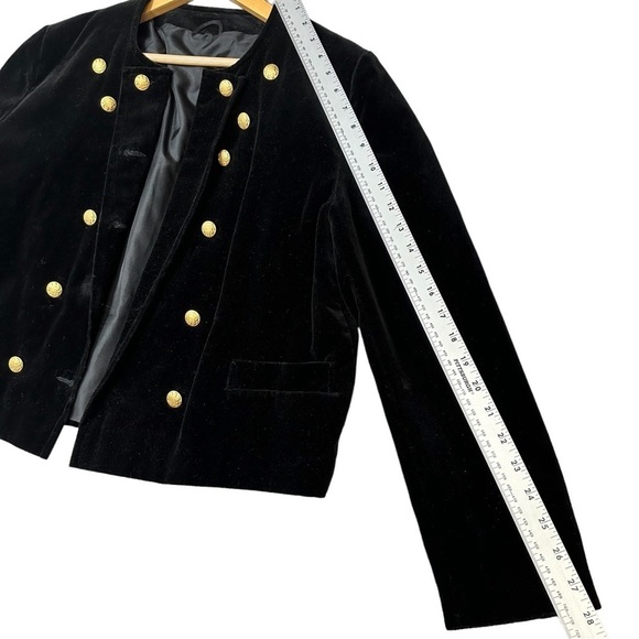 Black Velvet Military Styled Jacket Cotton Made in West Germany - Picture 9 of 9